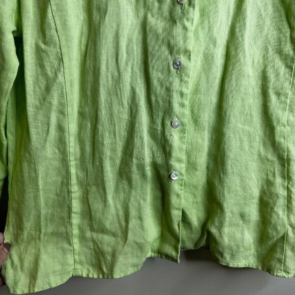 Talbots Button Up Blouse Too Womens Sz 10 Green Irish Linen Coastal Beach Soft - Picture 6 of 9